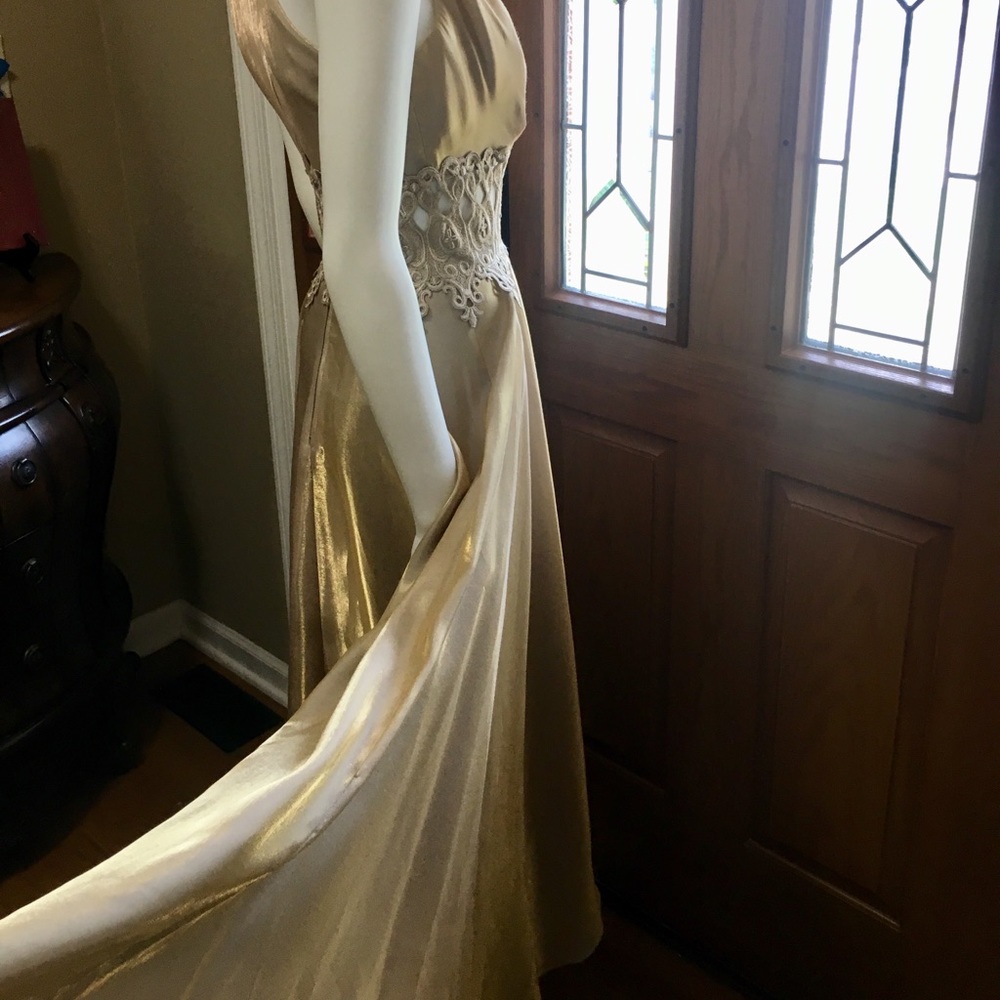 RARE VINTAGE Metallic Lurex Gold Gown